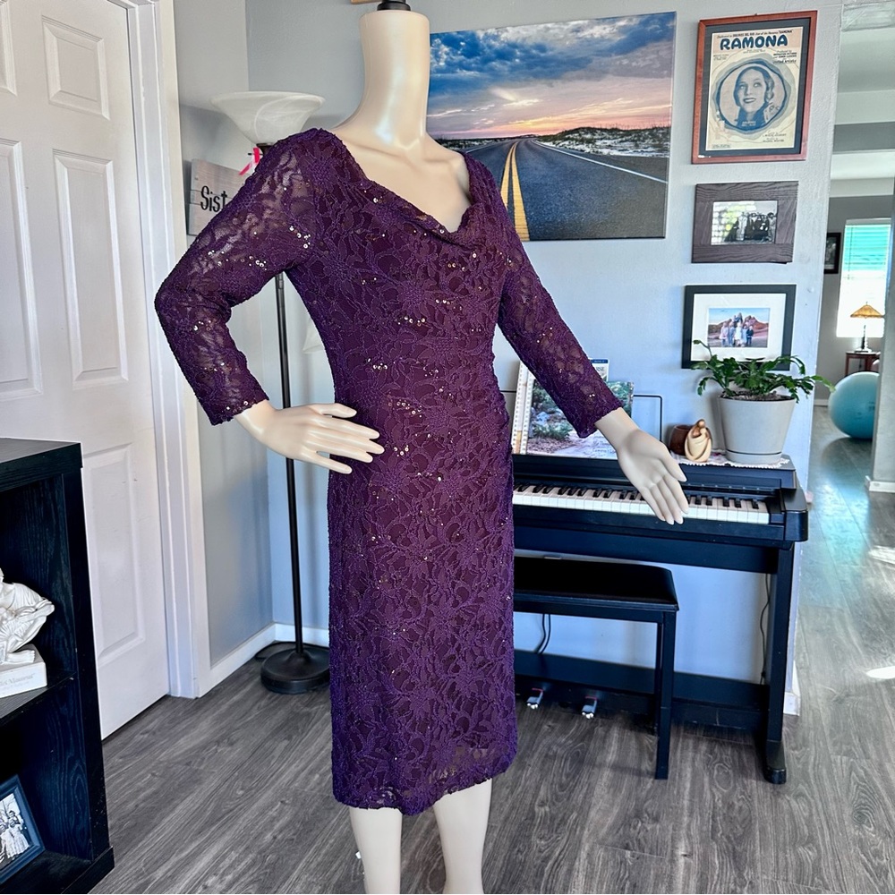 Ralph Lauren Long-Sleeve Sequined Cocktail Dress